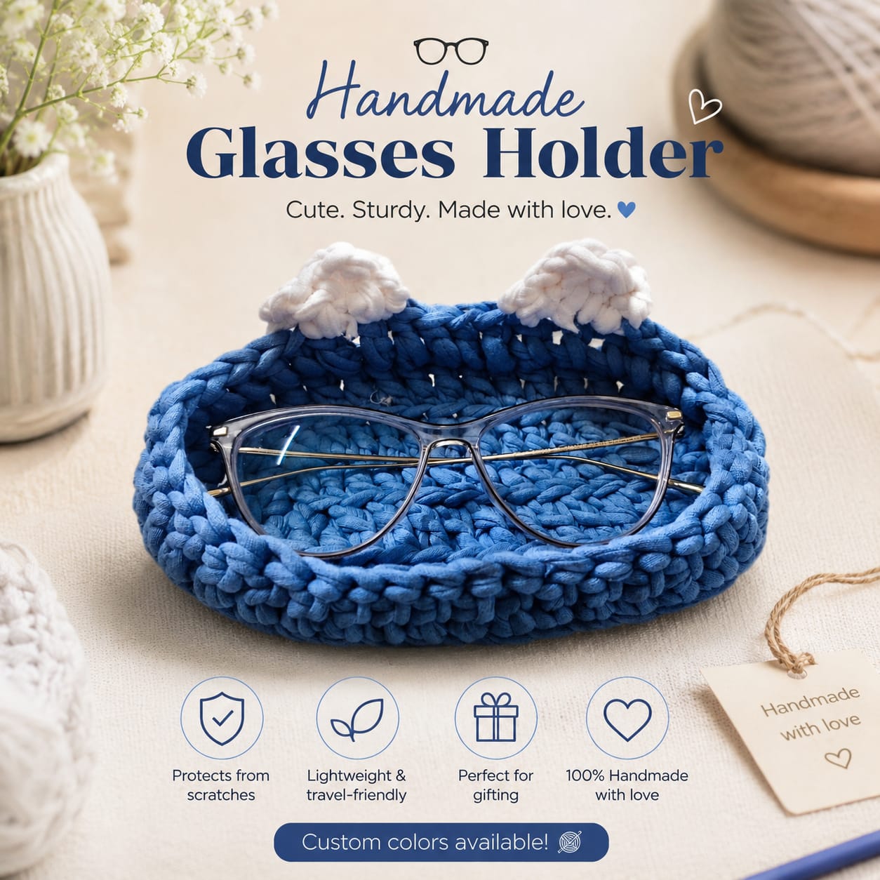 Kalashray Handmade Crochet Glasses Holder Tray
