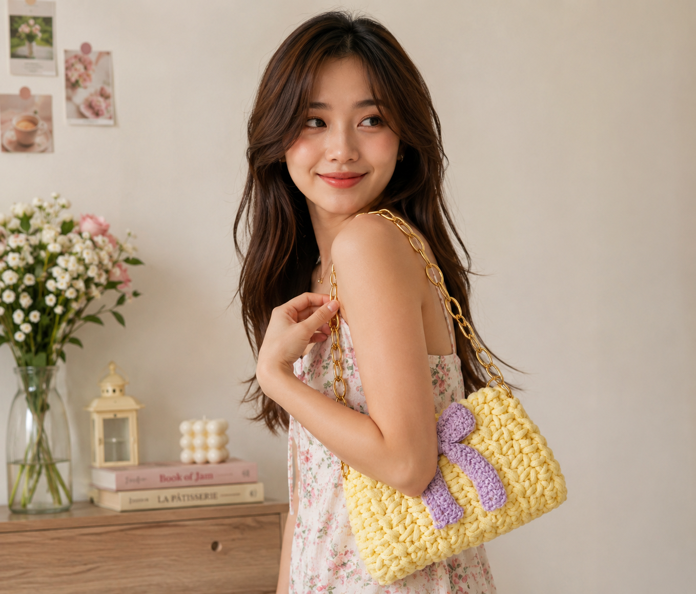 Kalashray Sunshine Bow Crochet Handbag