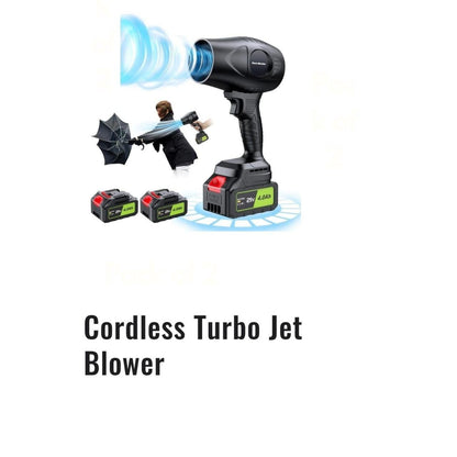 Cordless Turbo Jet Blower High Speed Handheld Air Duster for Car Cleaning & Dust Removal