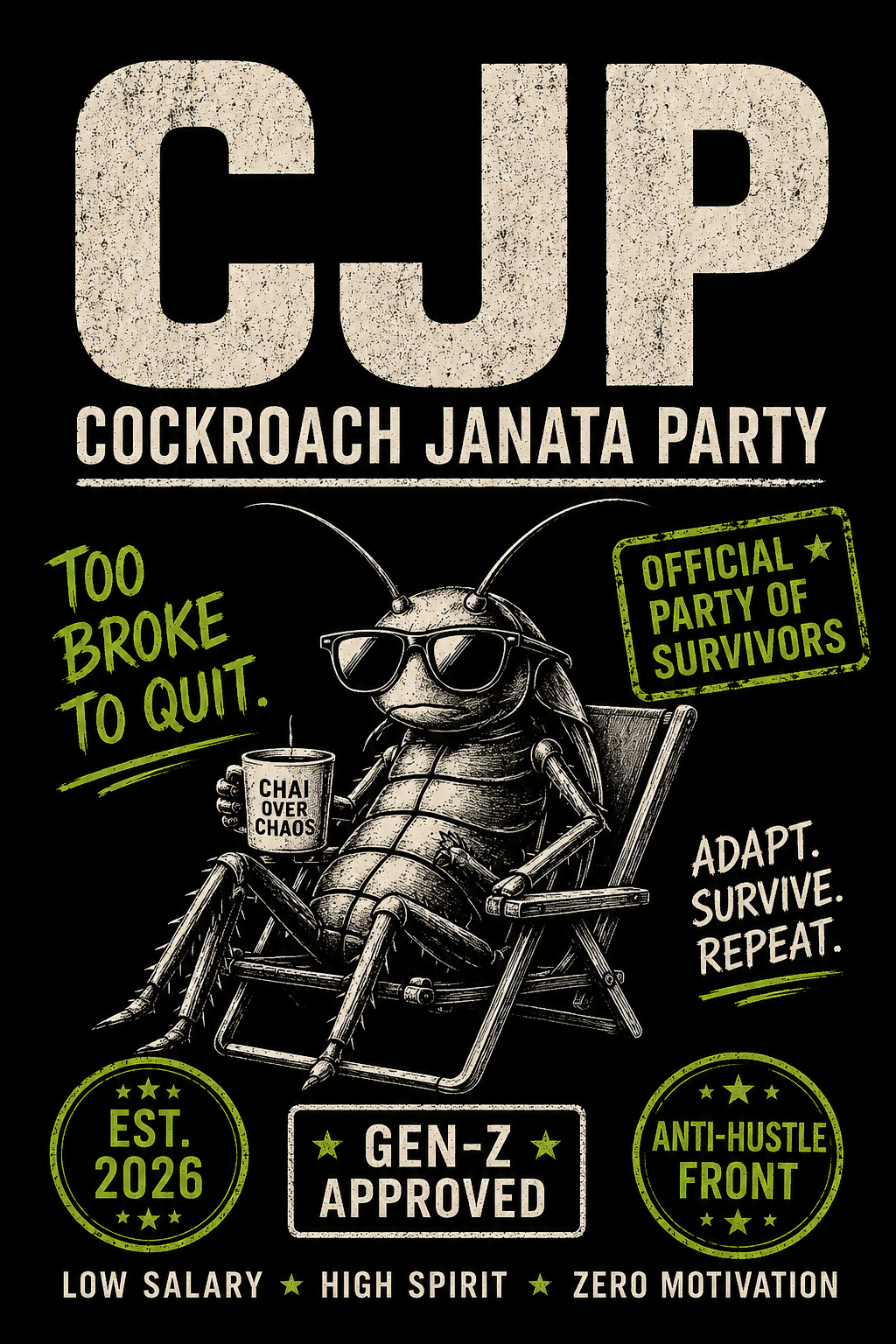 CJP (Cockrach Janta Party) Unisex Standard Crew T-Shirt
