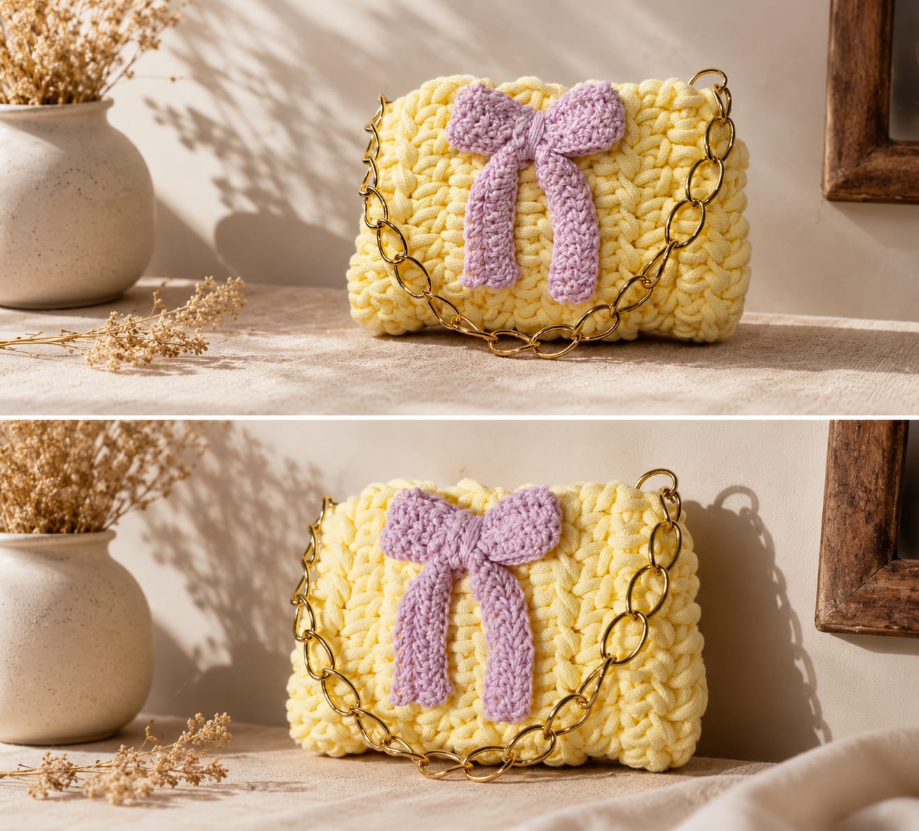 Kalashray Sunshine Bow Crochet Handbag