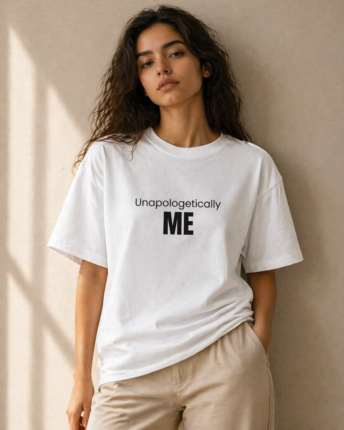 Unapologetically Me Unisex Oversized Standard White T-Shirt