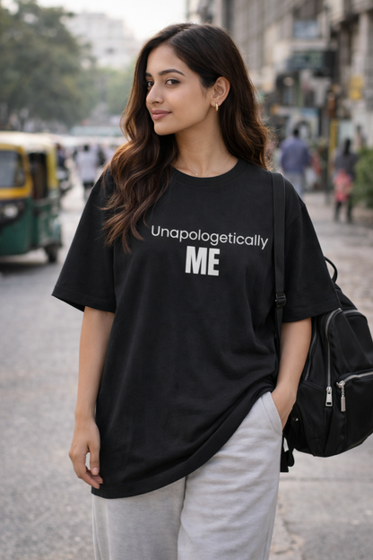 Unapologetically Me Unisex Oversized Standard Black T-Shirt
