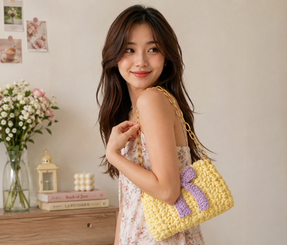 Kalashray Sunshine Bow Crochet Handbag