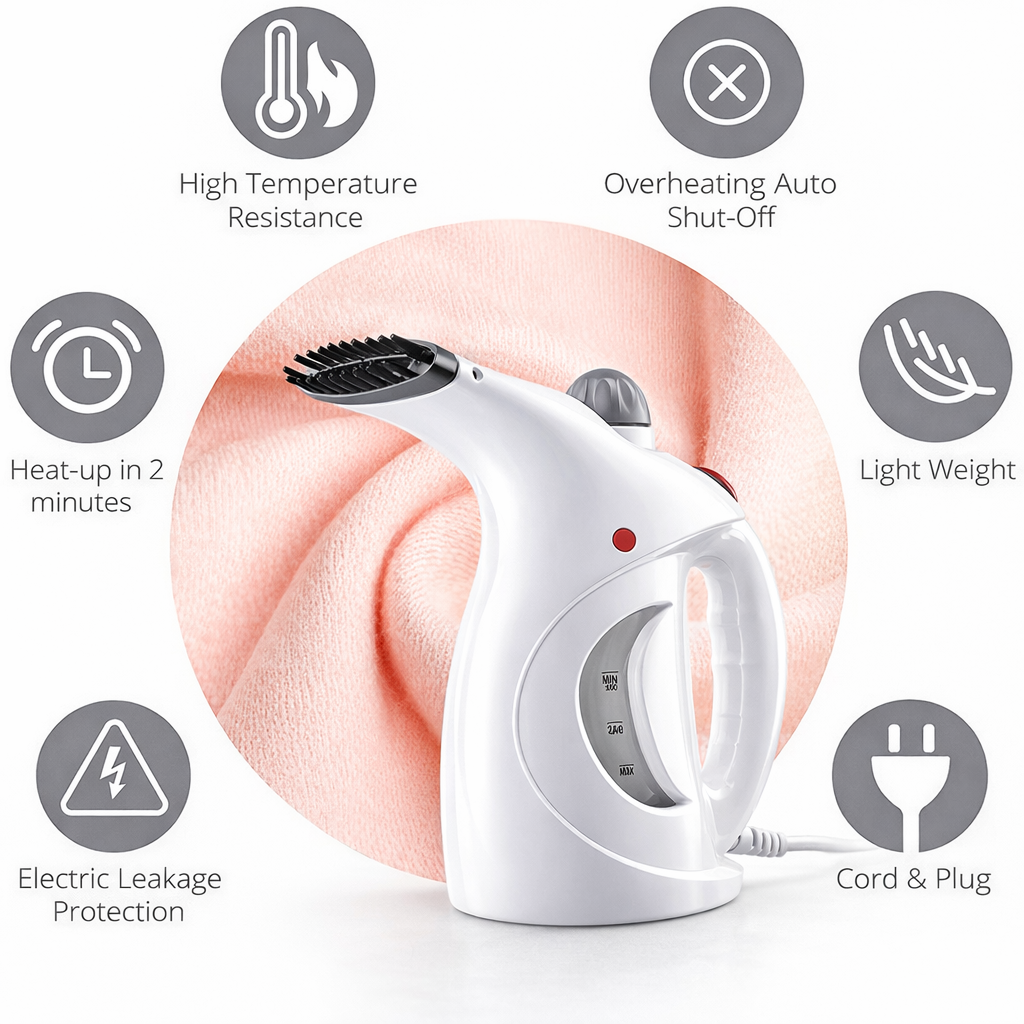 Fast Heat-up Portable Handheld Garment/Facial Vapor Steamer Iron Brush for Home and Travel Handy (Multicolour)