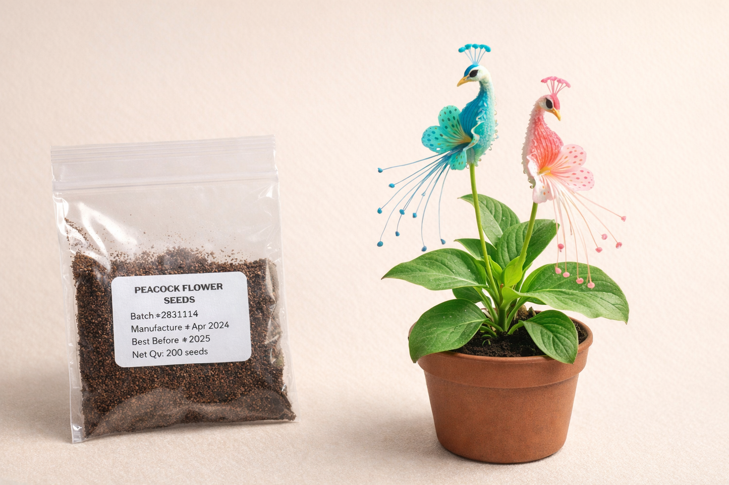 Vibrant Peacock Flower Seeds Pack of 1